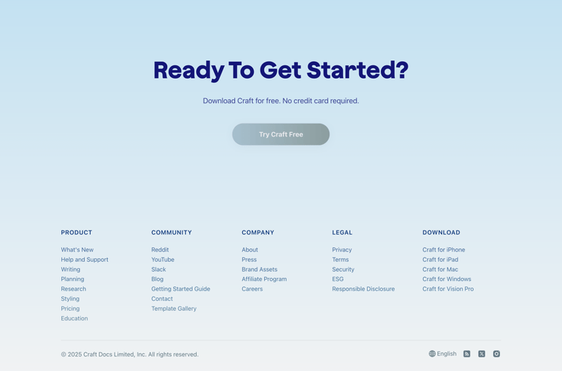 Craft
				footer ui component