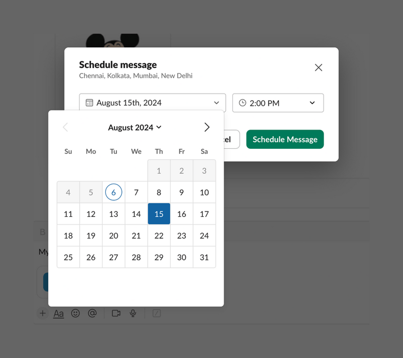 Slack
				datepicker ui component