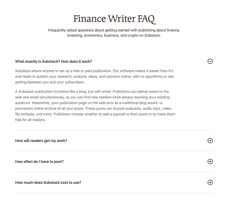 Substack
				faq ui component