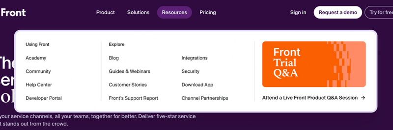 Front
				flyout menu ui component