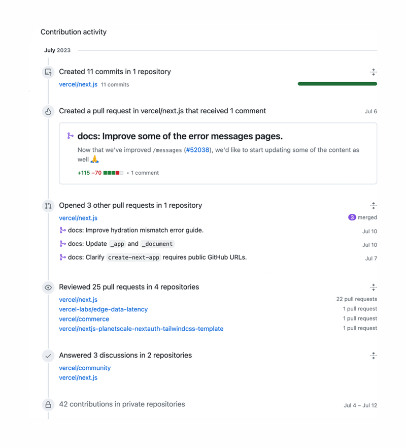 Github
				timeline & history ui component