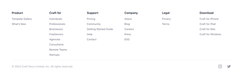 Craft
				footer ui component
