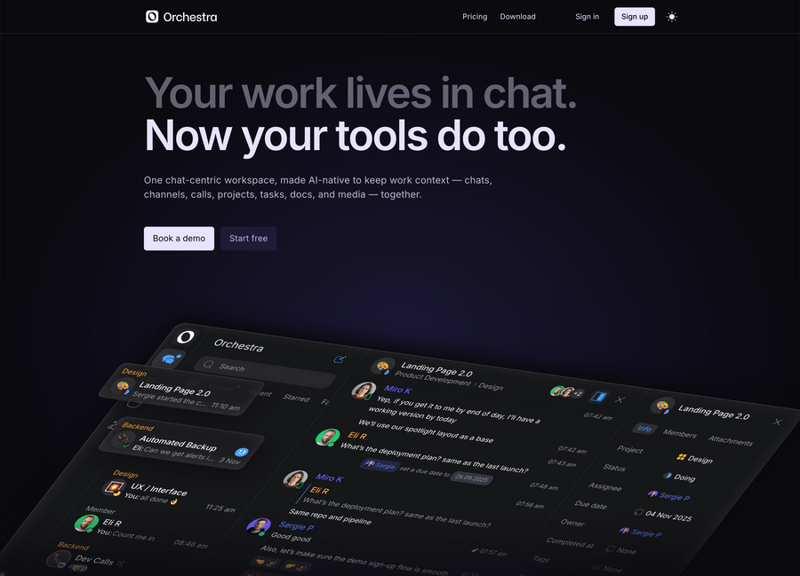 Orchestra
				hero section ui component