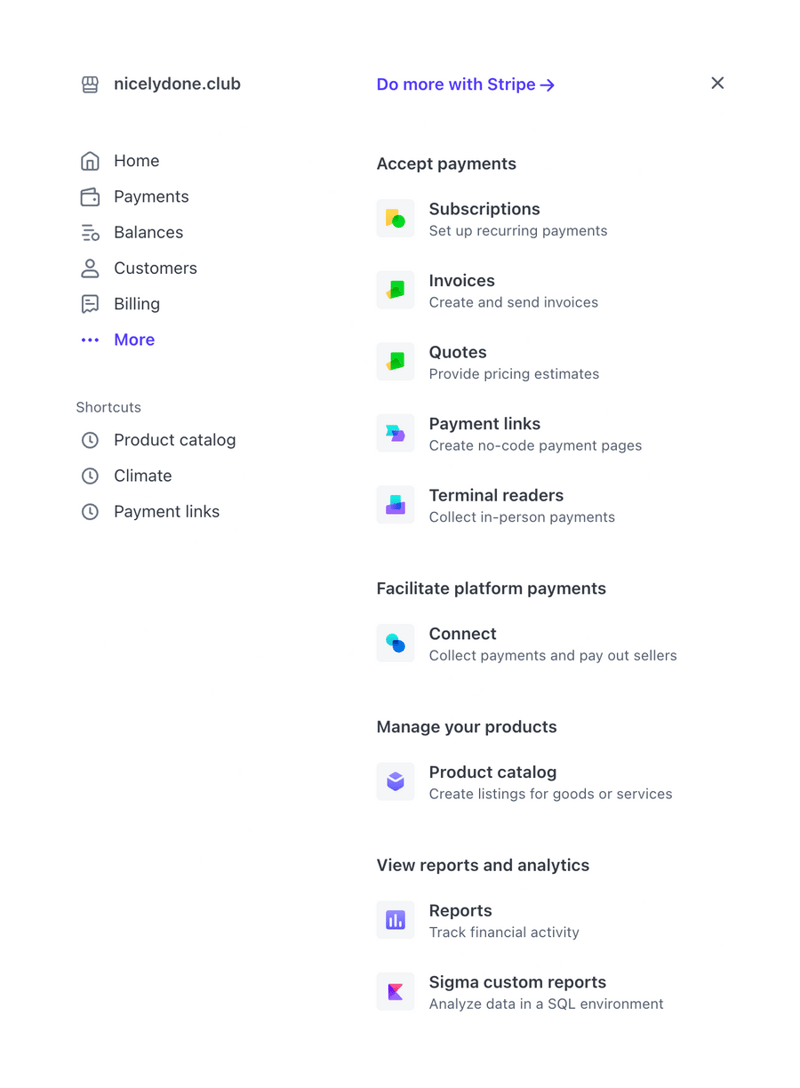 Stripe
				vertical navigation ui component
