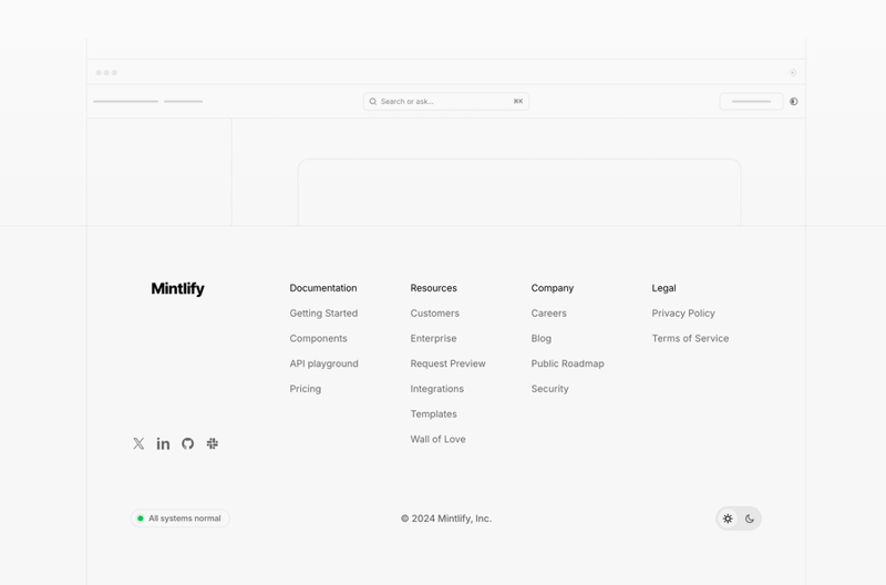 Mintlify
				footer ui component