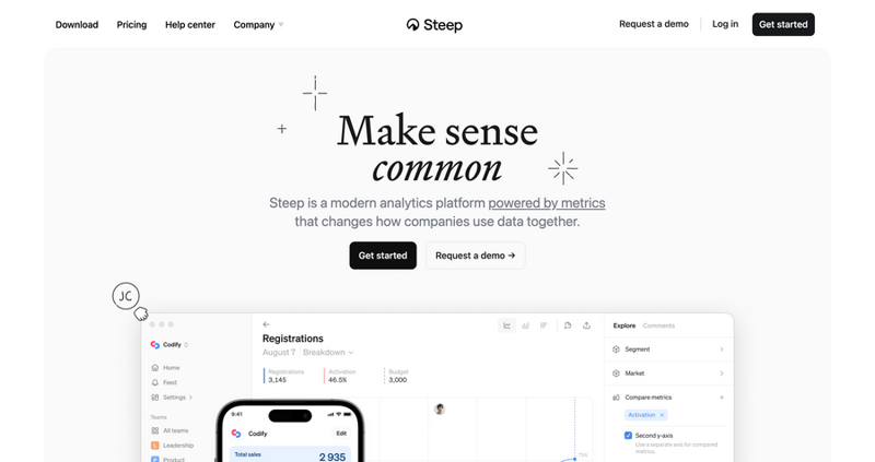 Steep
				hero section ui component