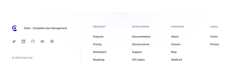 Clerk
				footer ui component