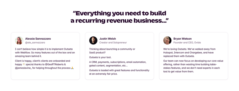 Outseta
				testimonial ui component