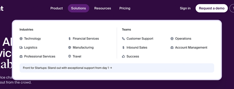 Front
				flyout menu ui component