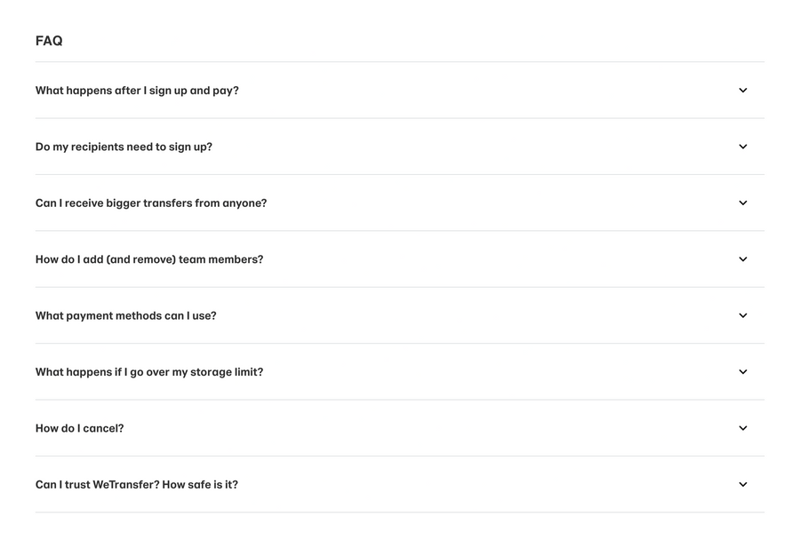 WeTransfer
				faq ui component