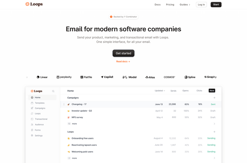 Loops
				hero section ui component