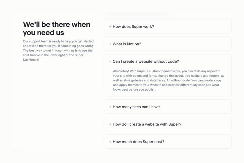 Super
				faq ui component