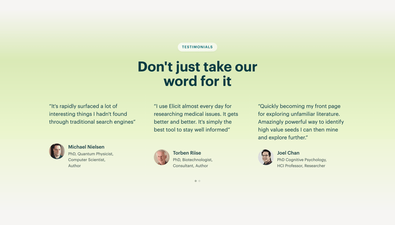 Elicit
				testimonial ui component