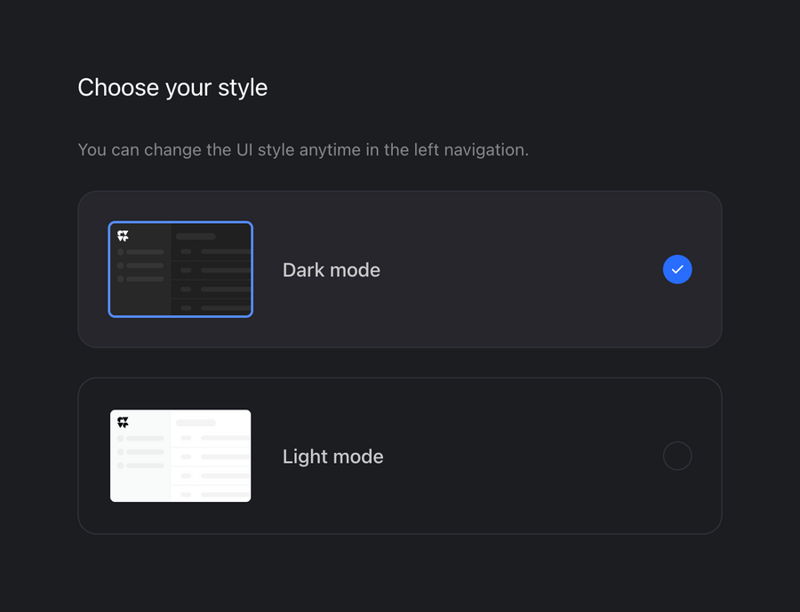 DevRev
				theme settings ui component