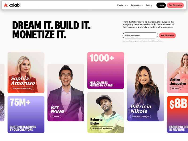 Kajabi
				hero section ui component