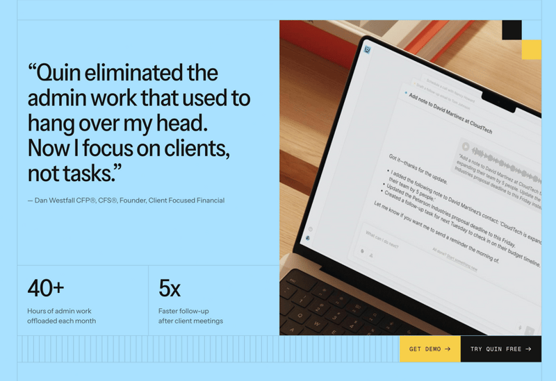 Quin
				testimonial ui component
