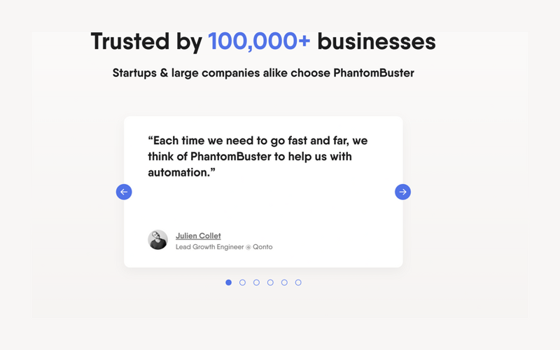 PhantomBuster
				testimonial ui component