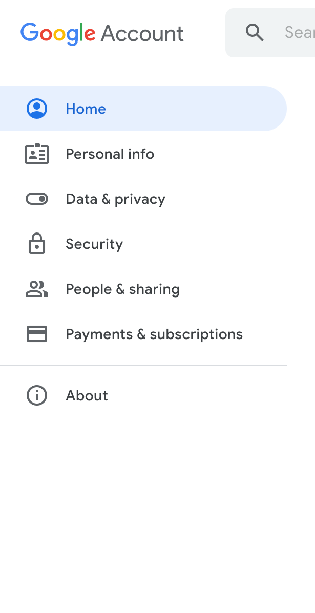 Google Account
				vertical navigation ui component
