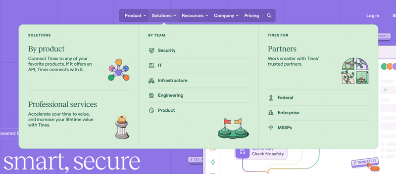 Tines
				flyout menu ui component