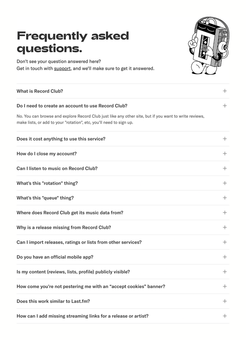 Record club
				faq ui component