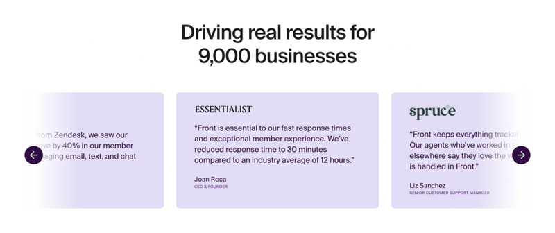 Front
				testimonial ui component