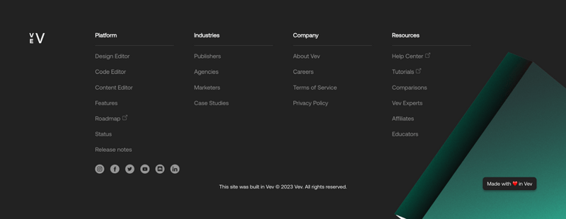 Vev
				footer ui component