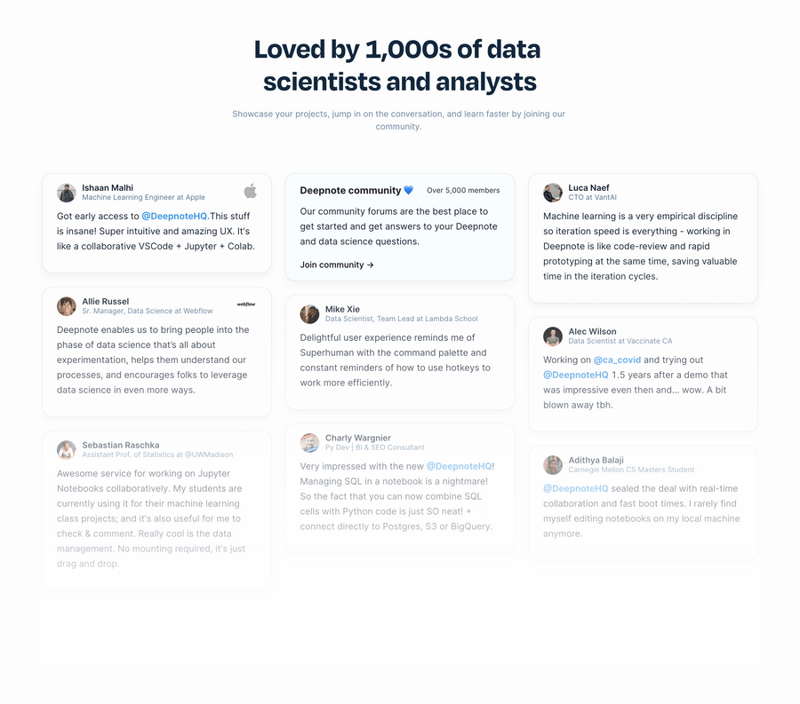Deepnote
				testimonial ui component