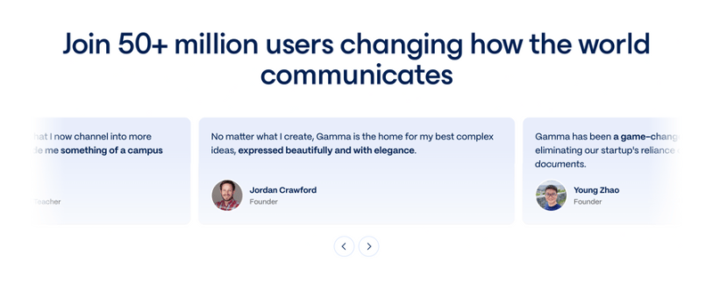 Gamma
				testimonial ui component