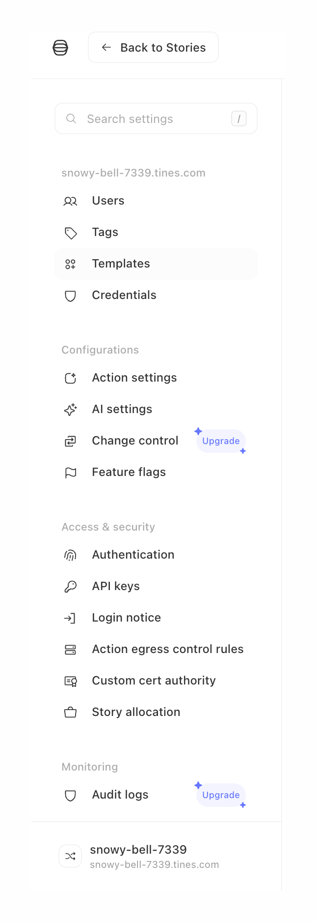 Tines
				vertical navigation ui component