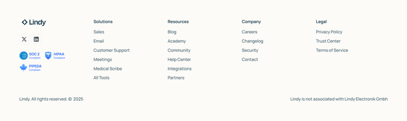 Lindy
				footer ui component