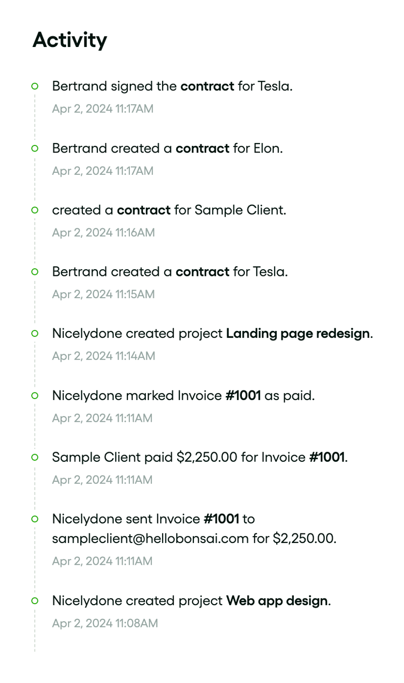 Bonsai
				timeline & history ui component