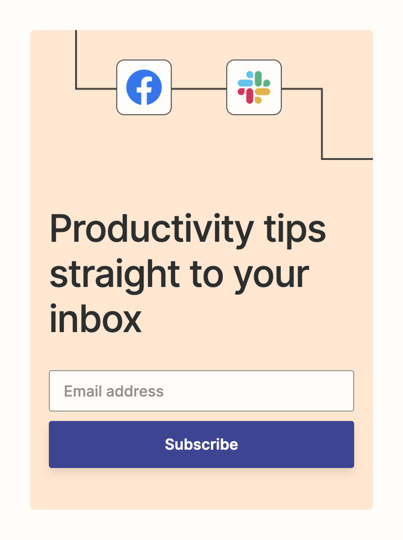 Zapier
				newsletter signup form ui component