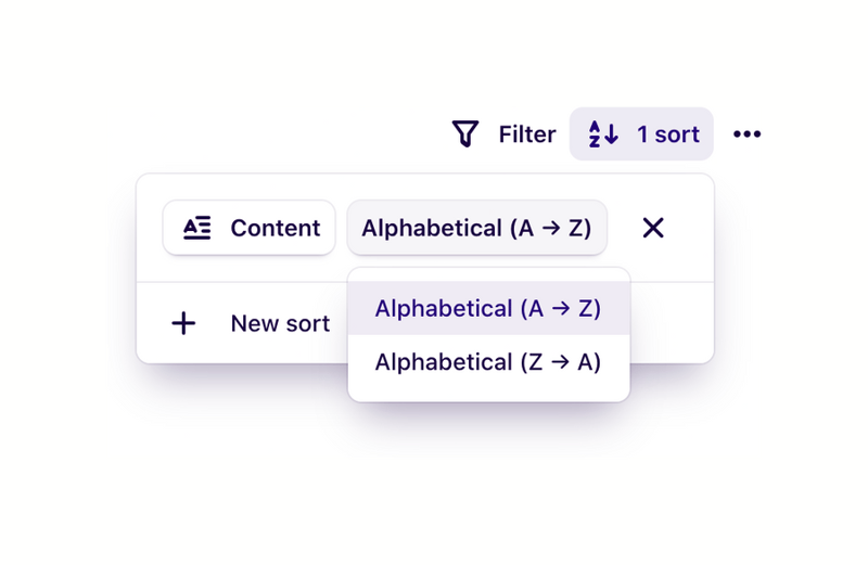 Dovetail
				sorting & filtering ui component