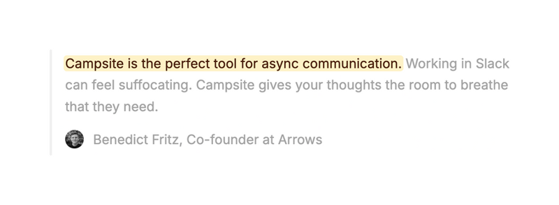 Campsite
				testimonial ui component