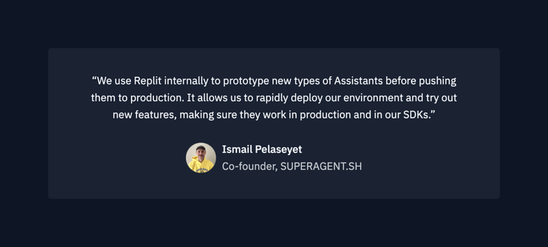 Replit
				testimonial ui component