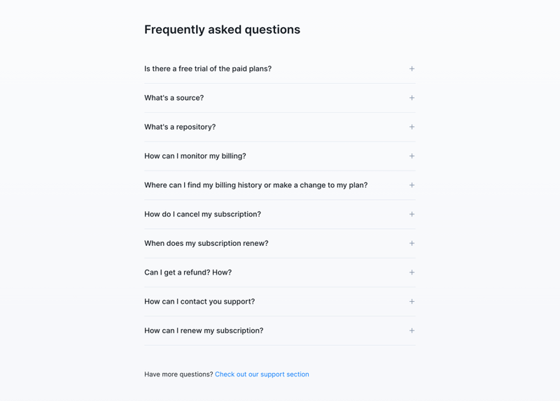 Specify
				faq ui component