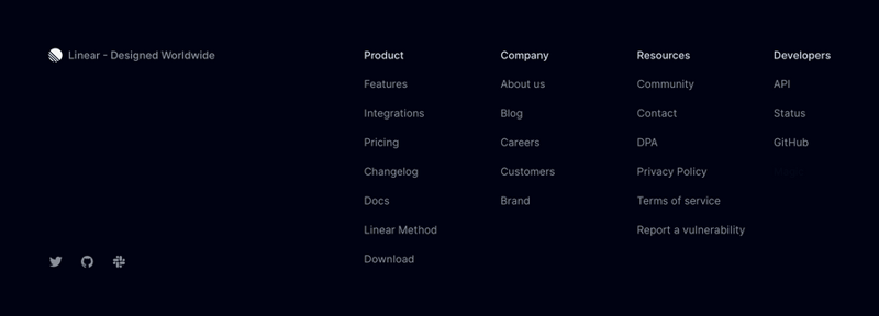 Linear
				footer ui component