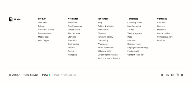 Notion
				footer ui component