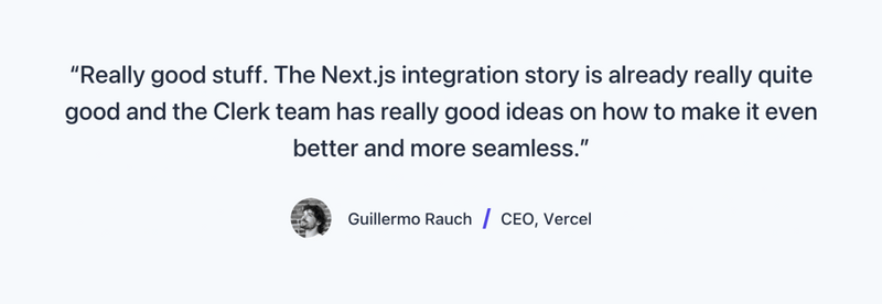 Clerk
				testimonial ui component