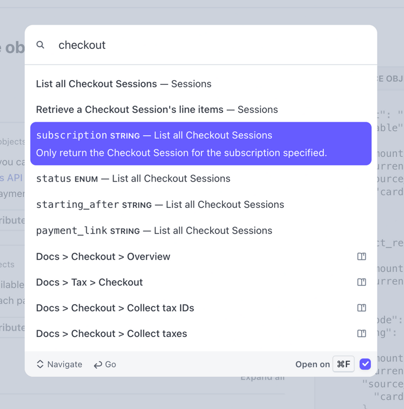 Stripe
				input search ui component