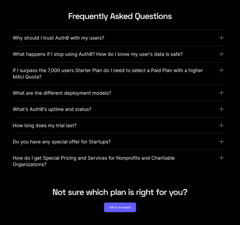 Auth0
				faq ui component