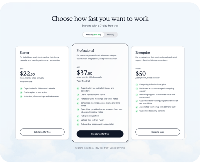 Fyxer
				pricing section ui component
