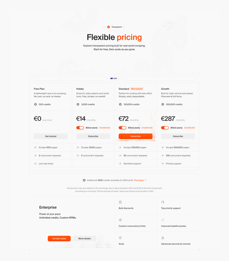 Firecrawl
				pricing section ui component
