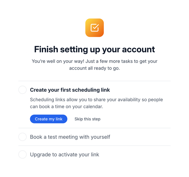 SavvyCal
			onboarding account setup ui component