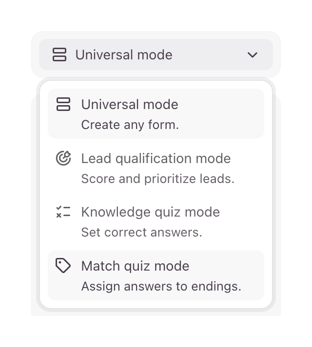 Typeform
				dropdown menu ui component
