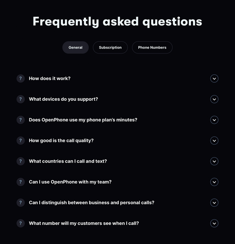 OpenPhone
				faq ui component