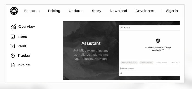 Midday
				flyout menu ui component
