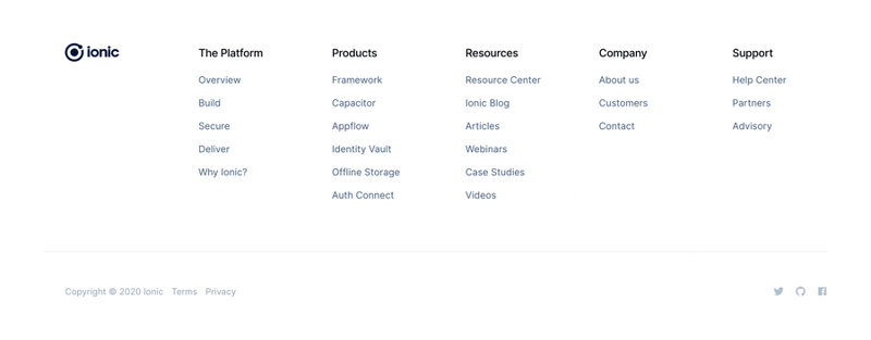 Ionic
				footer ui component