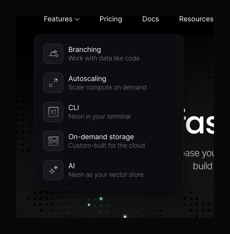 Neon
				flyout menu ui component