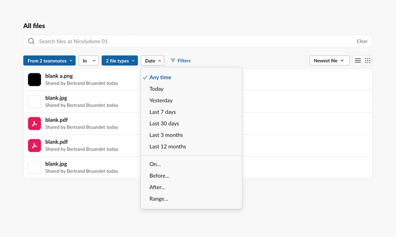 Slack
				sorting & filtering ui component